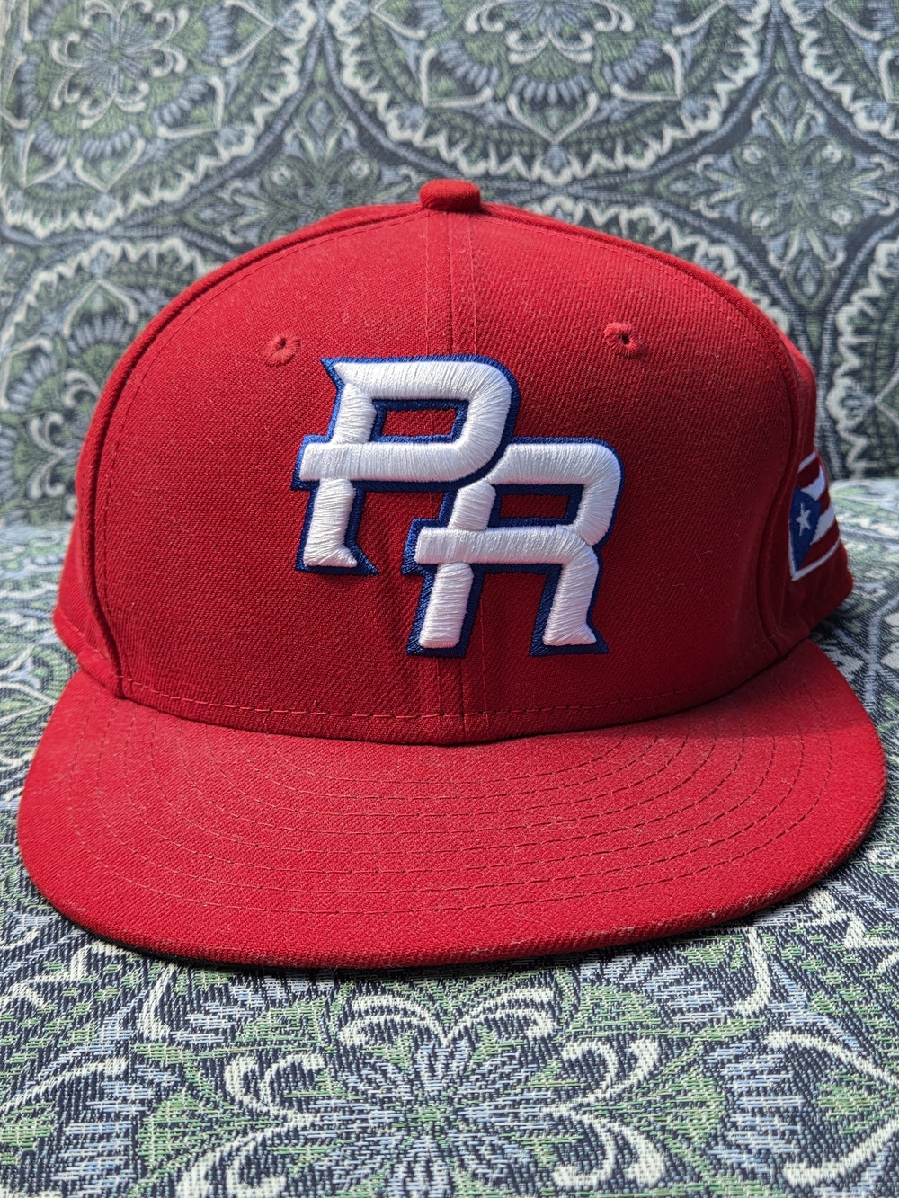 New Era Red Cap with White PR Logo Size 7 1/8
